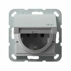 GIRA Steckdose 1f Alu System 55 UP Klappd IP20 Horiz/vert Zentralpl 45426