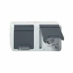 GIRA Steckdose 2f Gr Mt WG AP AP Horiz Klappd IP44 Komplettgeh 78130