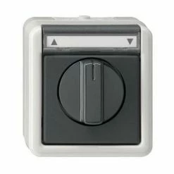 GIRA Jalousieschalter AP WG AP Gr/bl-gn IP44 Drehkn Textfeld/Beschriftungsfläche 1p 15430