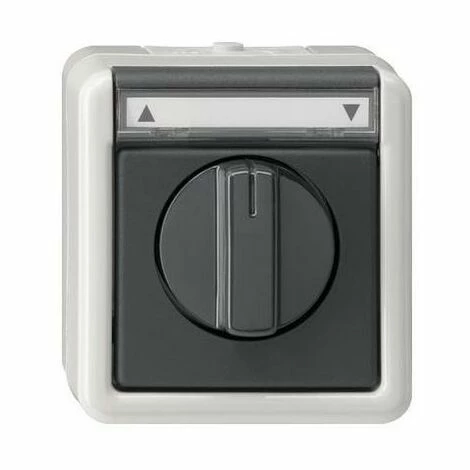 GIRA Jalousieschalter AP WG AP Gr/bl-gn IP44 Drehkn Textfeld/Beschriftungsfläche 1p 15430