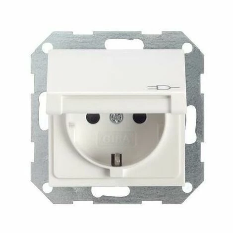 GIRA Steckdose 1f Rws Glz System 55 UP M.BS Klappd M.erh.Berührungsschutz Horiz/vert 41403