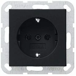 GIRA 0466005 SCHUKO-STECKDOSE 16 A 250 V~ OHNE BEFESTIGUNGSKRALLEN, SYSTEM 55, SCHWARZ MATT