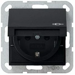 GIRA 0414005 SCHUKO-STECKDOSE 16 A 250 V~ MIT KLAPPDECKEL, INTEGRIERTEM ERHÖHTEN ÜBERHRUNGSSCHUTZ UND SYMBOL, SYSTEM 5